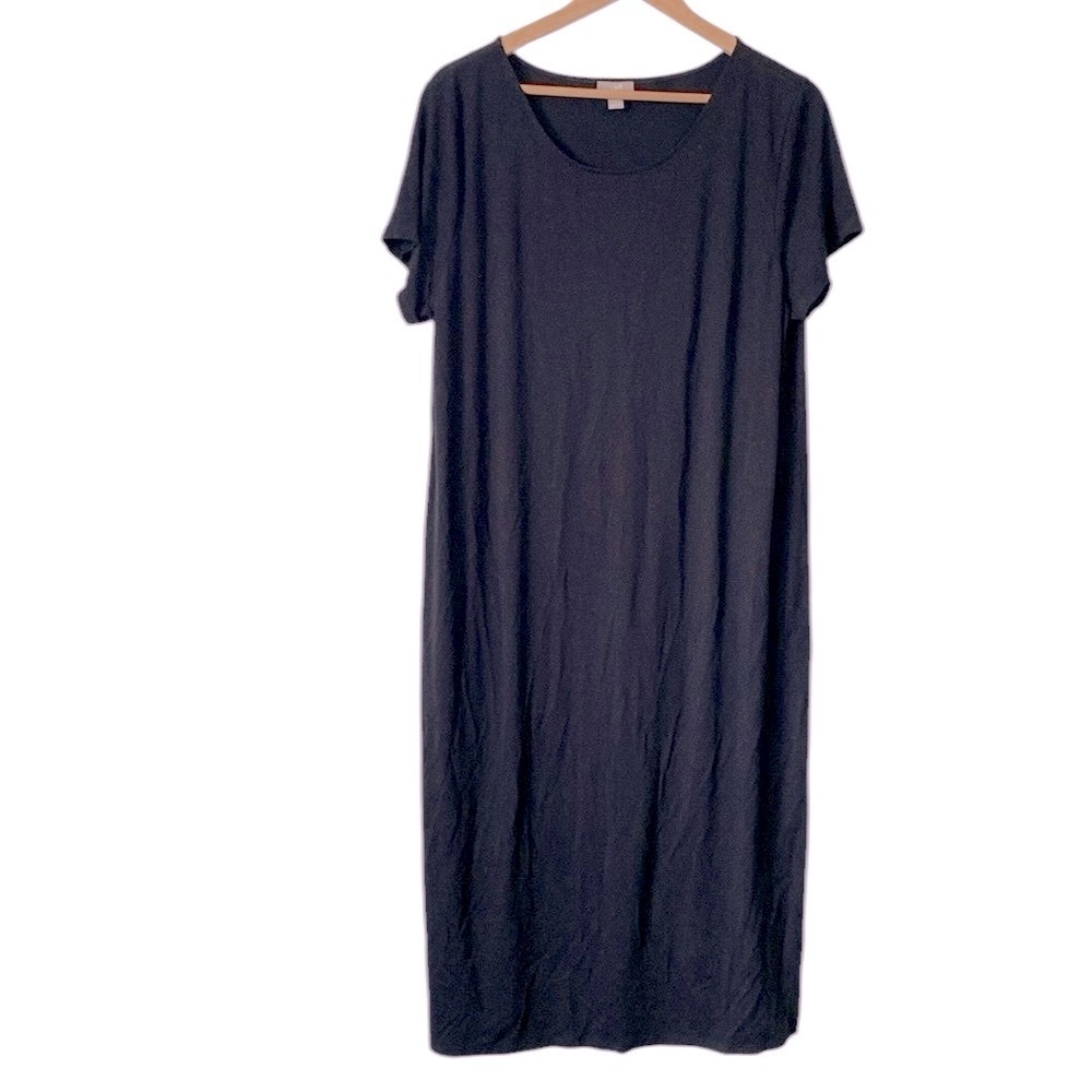 J. Jill Wearable Collection Black Short Sleeve Jersey Knit Dress Size Large